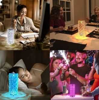 Crystal Diamond Table Lamp, Color Changing Touch Lamp USB Romantic Rose Diamond Table Lamps, Remote Touch Creative Lights for Bedroom Living Room Party Dinner Décor Crystal Lamp Diamond Lamp Night Light Lamp RGB Touch Table Lamp